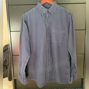 Uniqlo flannel button down shirt, navy blue, men’s small